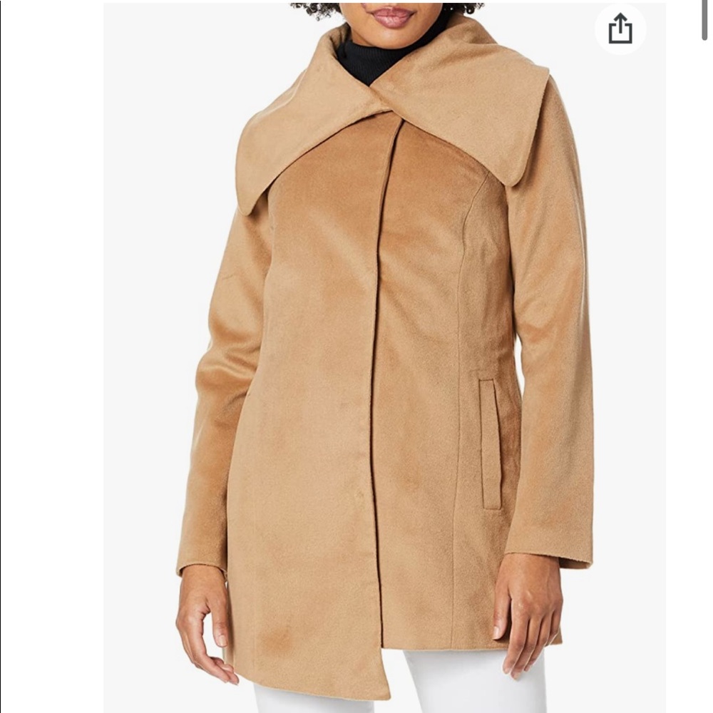 NWT jack by bb dakota xs henry asymmetrical camel brushed wool-like coat